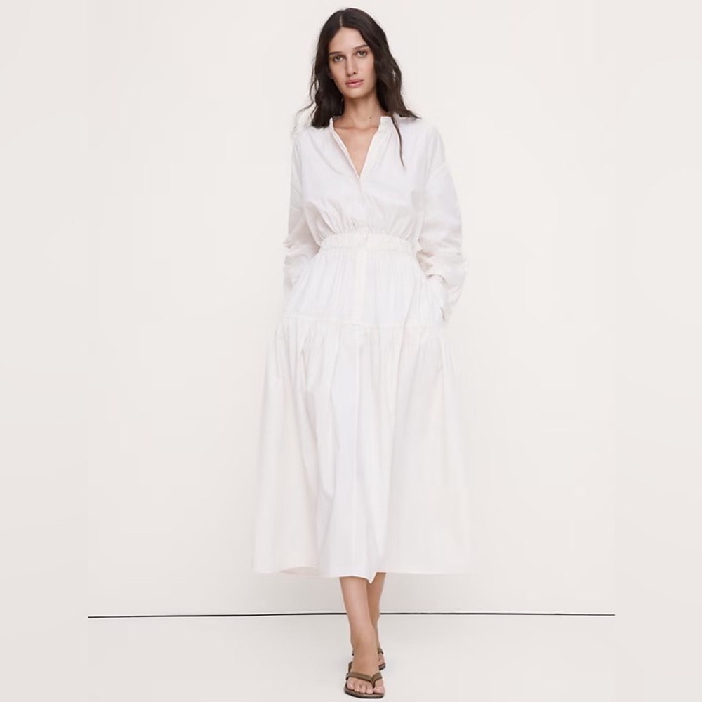NWT! Banana Republic Cotton Poplin Midi Shirt Dress with Open Back - Large✈️